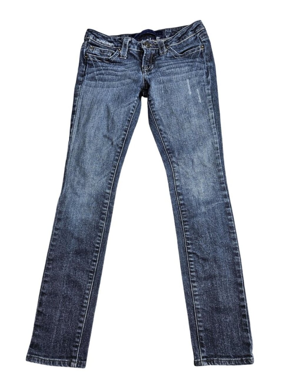 Refuge Skinny Jeans Womens 0S Blue Med Wash Low Rise Distressed Stretch‎ Denim